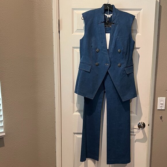 NWT Veronica Beard Royce Pants Cosmo Blue - Size 10 US (Matching Vest in Closet) - Picture 7 of 7